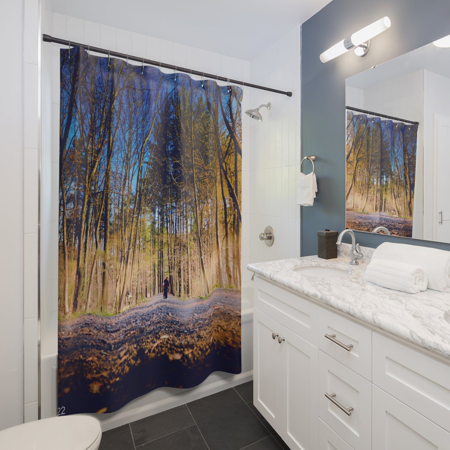 Shower Curtain Printed With Exclusive, High-Res, Full Color Beautiful Image.