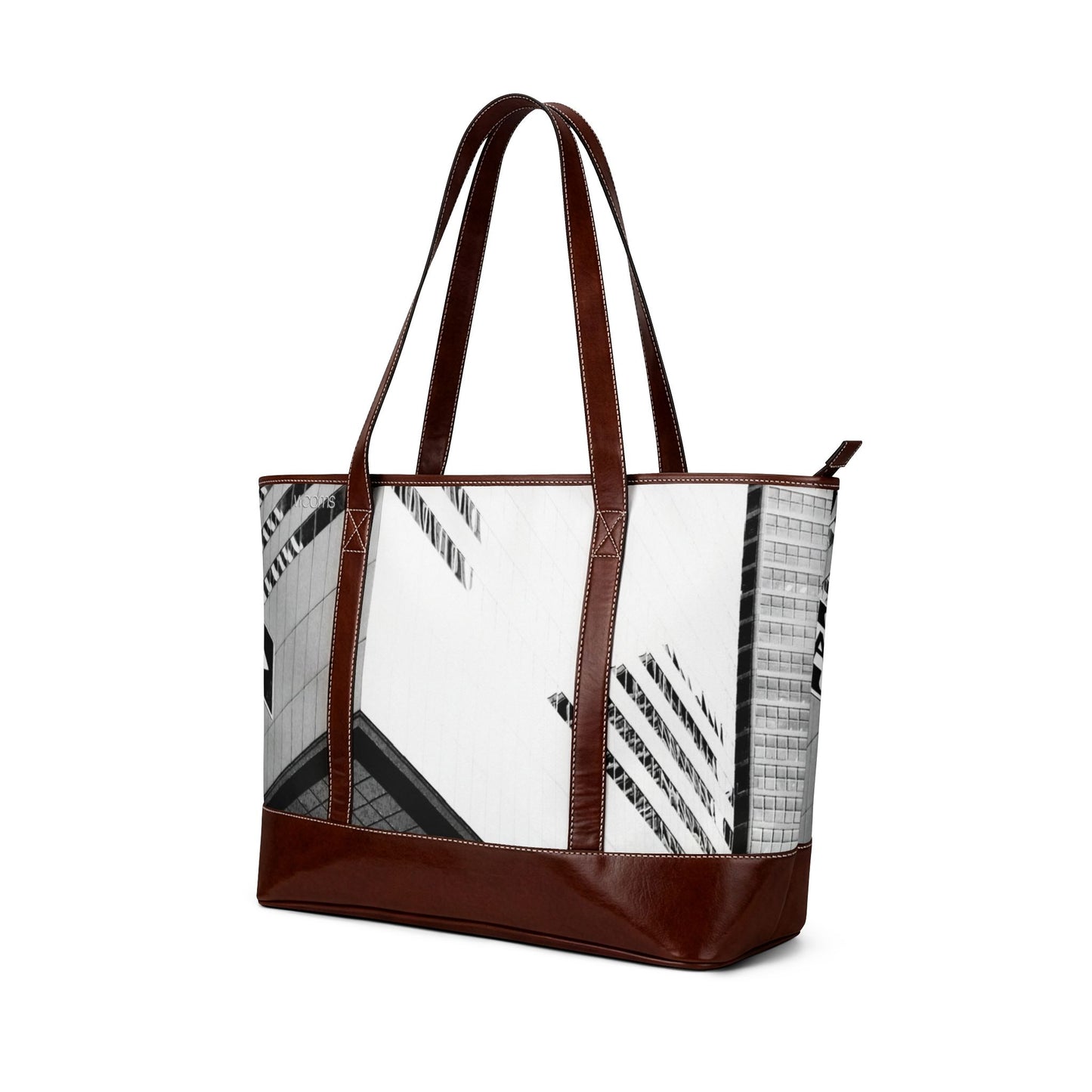 Monochrome Cityscape Tote Handbag