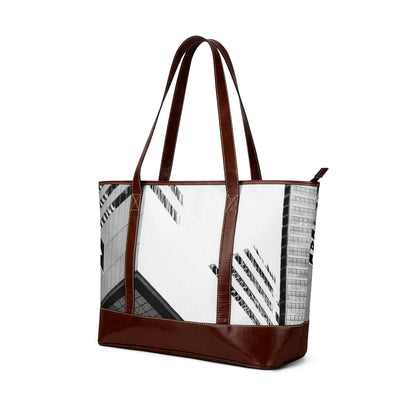 Monochrome Cityscape Tote Handbag