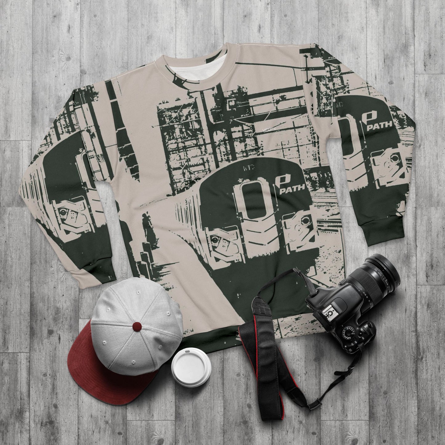All-Over-Print Retro Train Sweatshirt — Urban Commuter Vibe