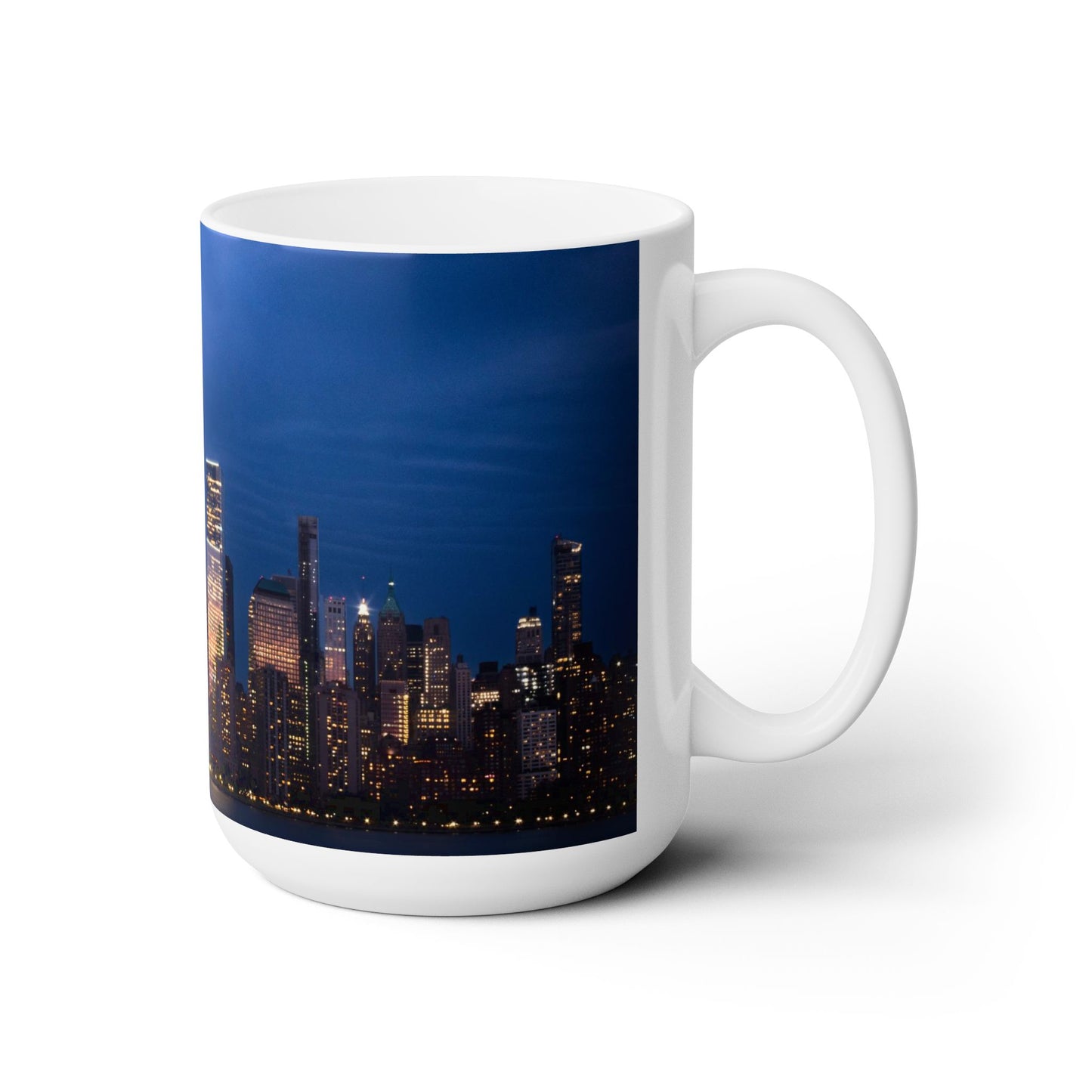 Two Tone 15oz Ceramic Coffee Mug printed with a beautiful New York Skyline image.