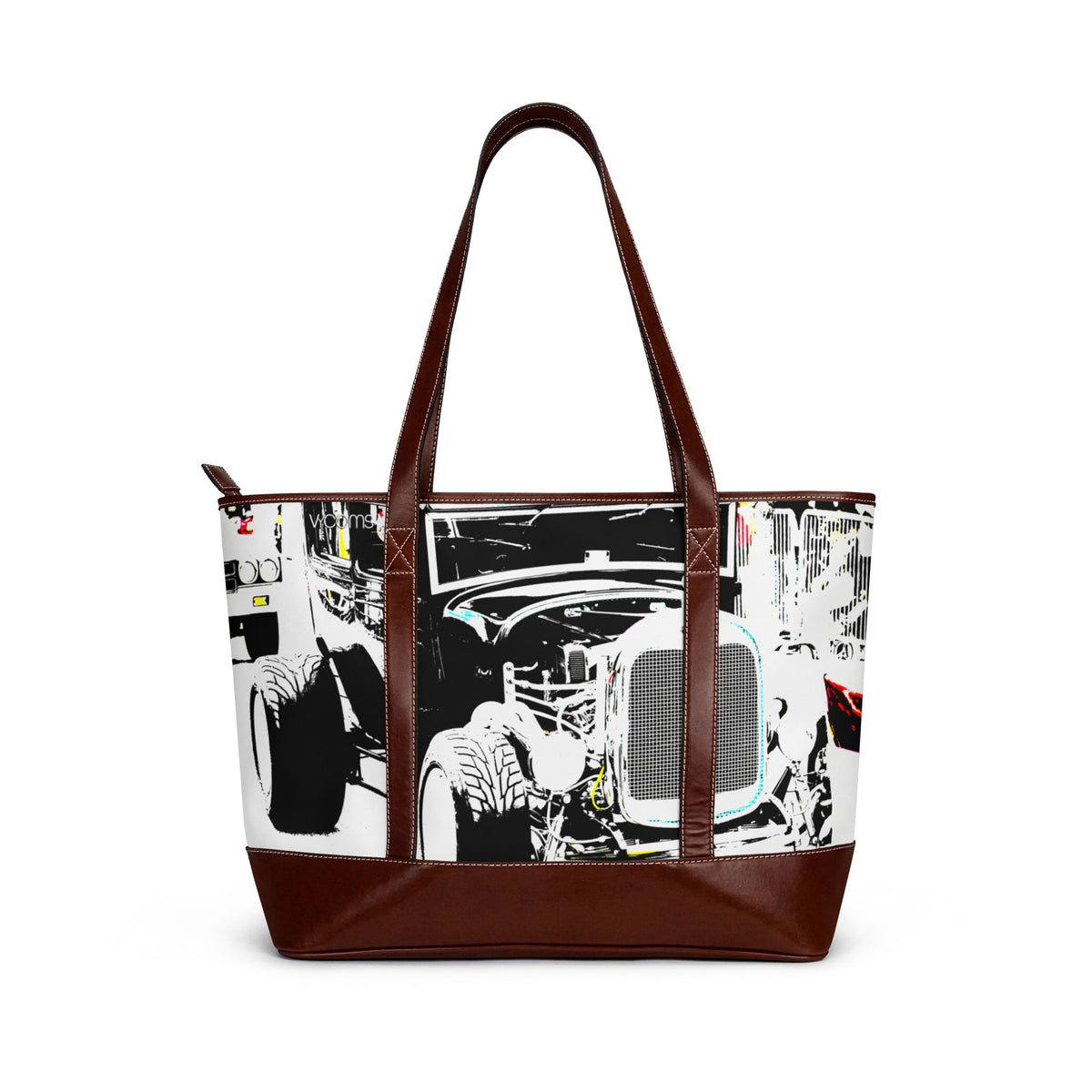 Vintage Hot Rod Tote Handbag — Retro Car Art Shoulder Bag