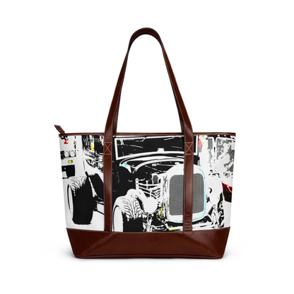 Vintage Hot Rod Tote Handbag — Retro Car Art Shoulder Bag