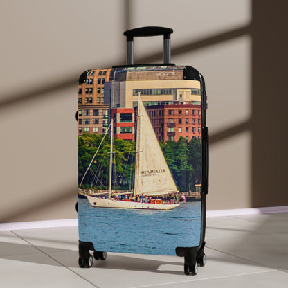Sailboat Harbor Carry-On Suitcase — Nautical Travel Luggage with City Marina Print