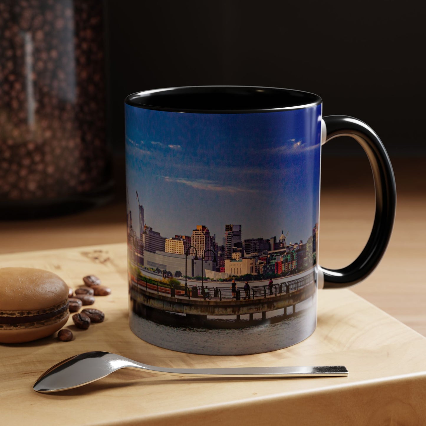 Two Tone 11oz Ceramic, Coffe Mug, Printed with a High-Res Elegant New New York City View Image