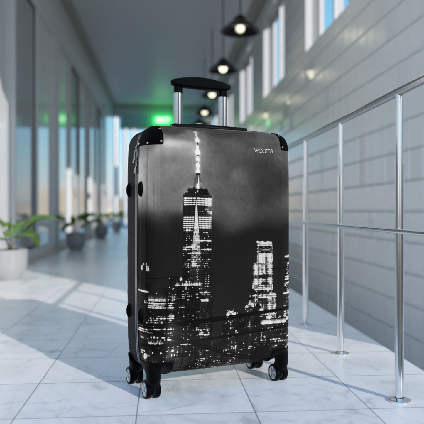 City Skyline Carry-On Suitcase — Black & White New York Travel Luggage