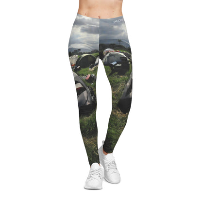 Camp Tent Country Scene Women's Leggings — Outdoor Camping Design