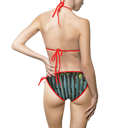 Blue Wooden Fence Women's Bikini Swimsuit — Coastal Summer Swimwear