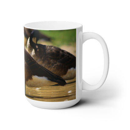 Elegant 15oz Ceramic Coffee Mug printed with a beautiful wild duck image.