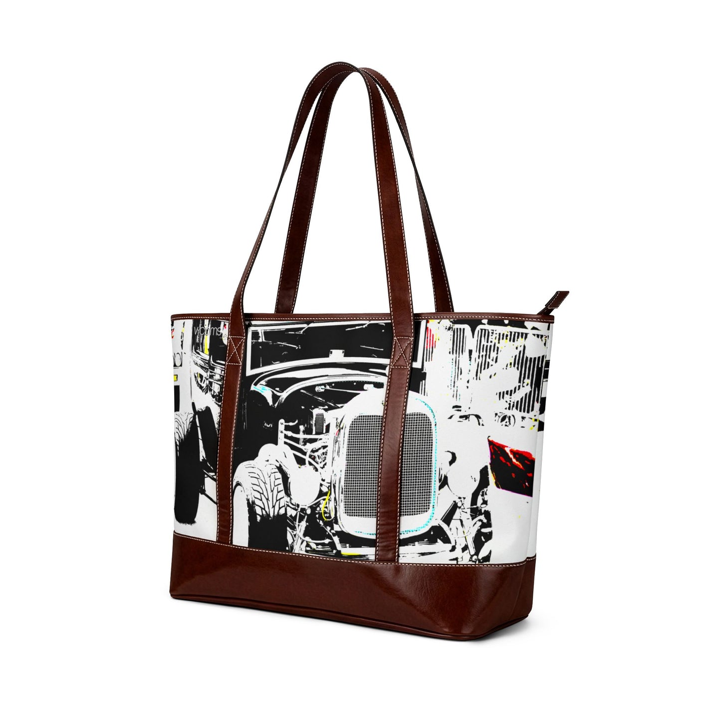 Vintage Hot Rod Tote Handbag — Retro Car Art Shoulder Bag