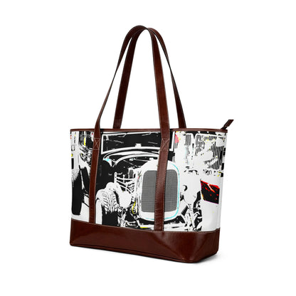 Vintage Hot Rod Tote Handbag — Retro Car Art Shoulder Bag