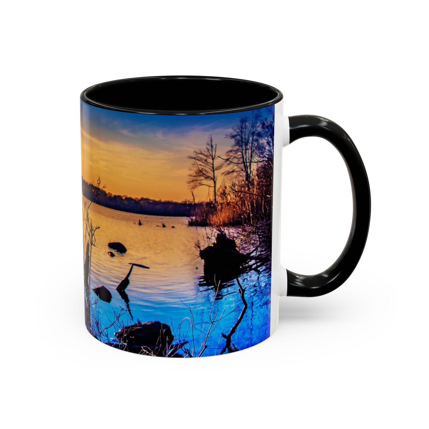 Two Tones, 11oz Accent, Ceramic Coffe Mug with Elegant High-Res, Full Color Natural Landscape Image.