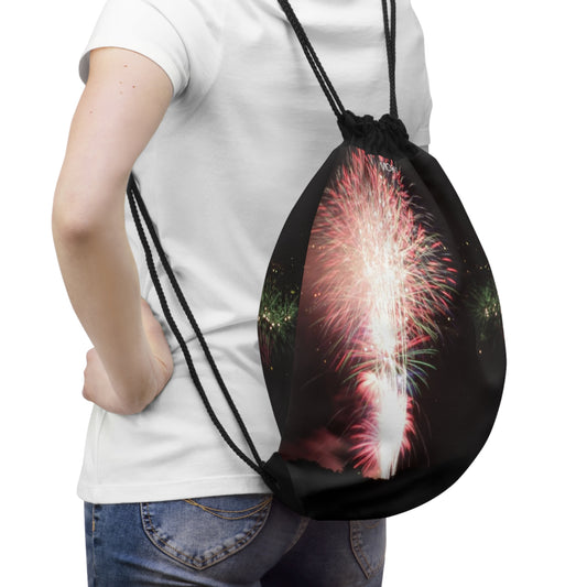 Drawstring Bag with Beautiful High-Res, Full Color Firework Image.