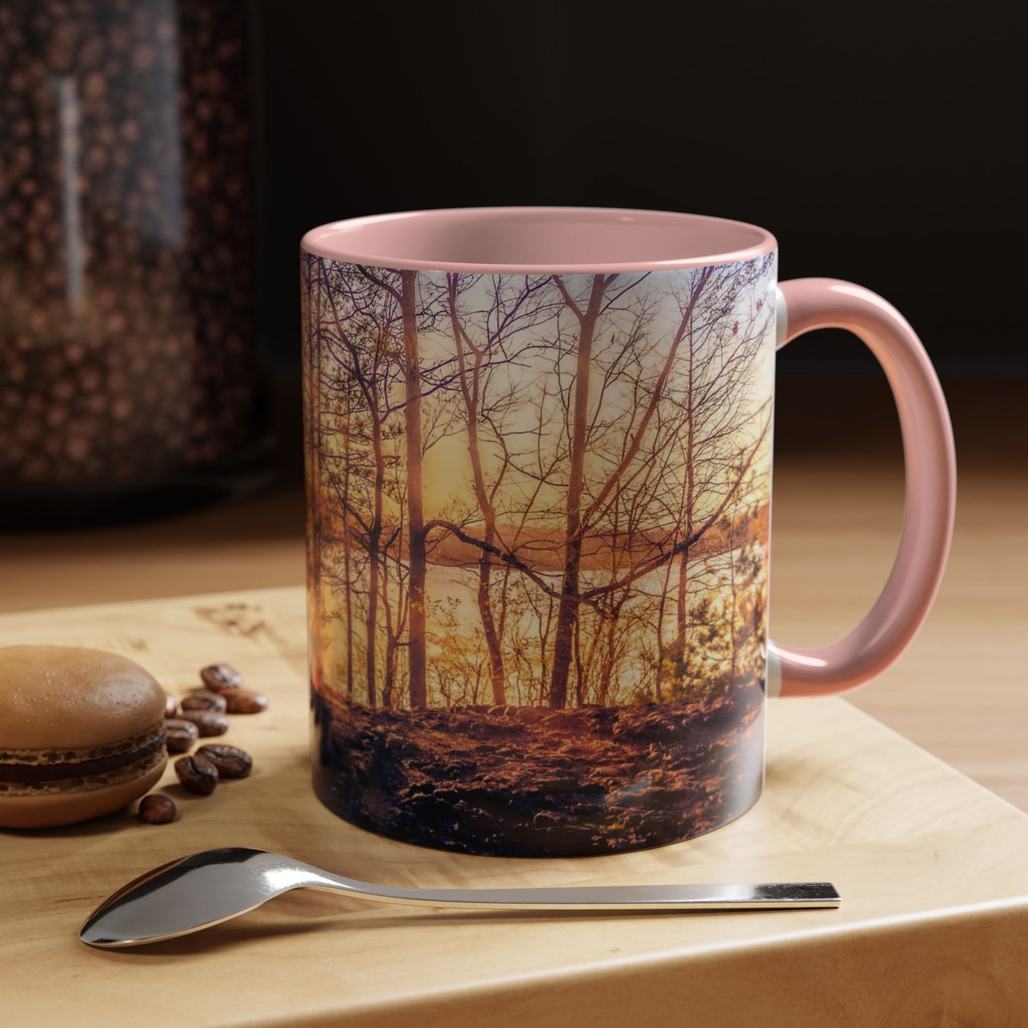 Two Tones, 11oz Ceramic Coffe Mug with Elegant High-Res, Full Color Natural Landscape Image.