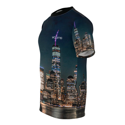 NYC Lower West Side Skyline Night Tee — Hudson River Photo Print
