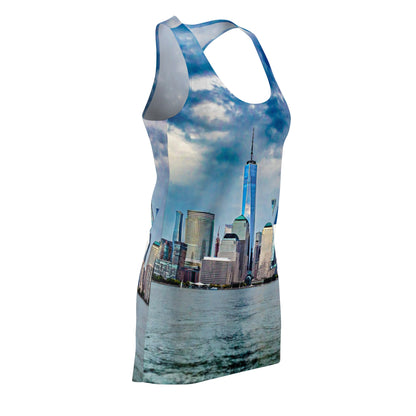 New York Skyline Racerback Dress — Waterfront Cityscape
