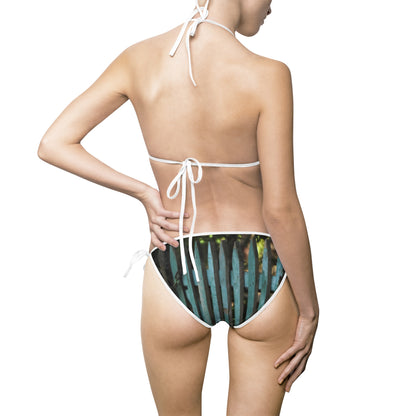 Blue Wooden Fence Women's Bikini Swimsuit — Coastal Summer Swimwear