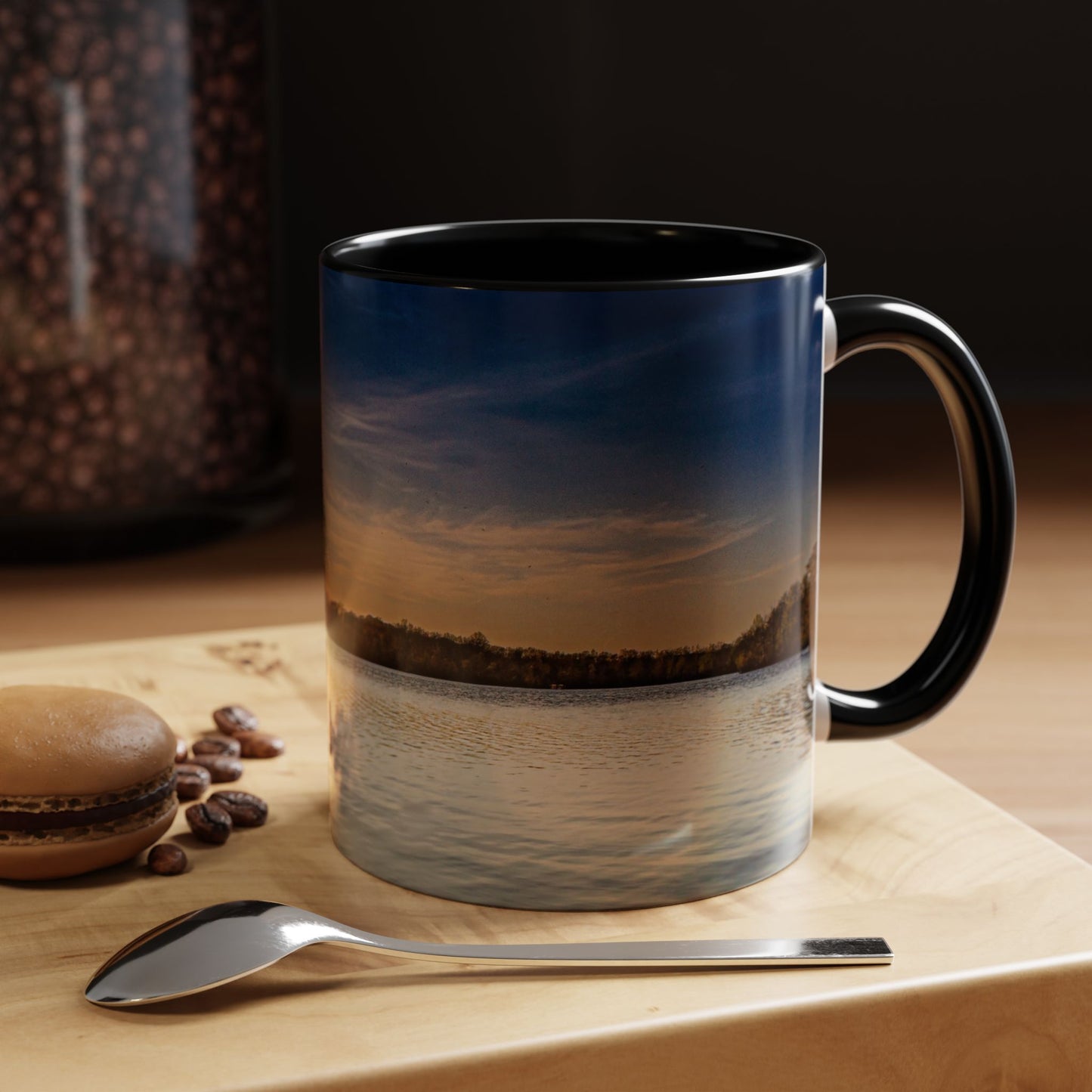 Two Tones, 11oz Accent, Ceramic Coffe Mug with Elegant High-Res, Full Color Natural Landscape Image.