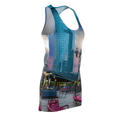 J Owen Grundy Park Skyline Racerback Dress — City Park to Glass Skyscraper Print