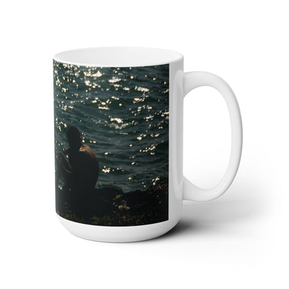 Elegant 15oz Ceramic Coffee Mug with a beautiful image of a diver from a reef.