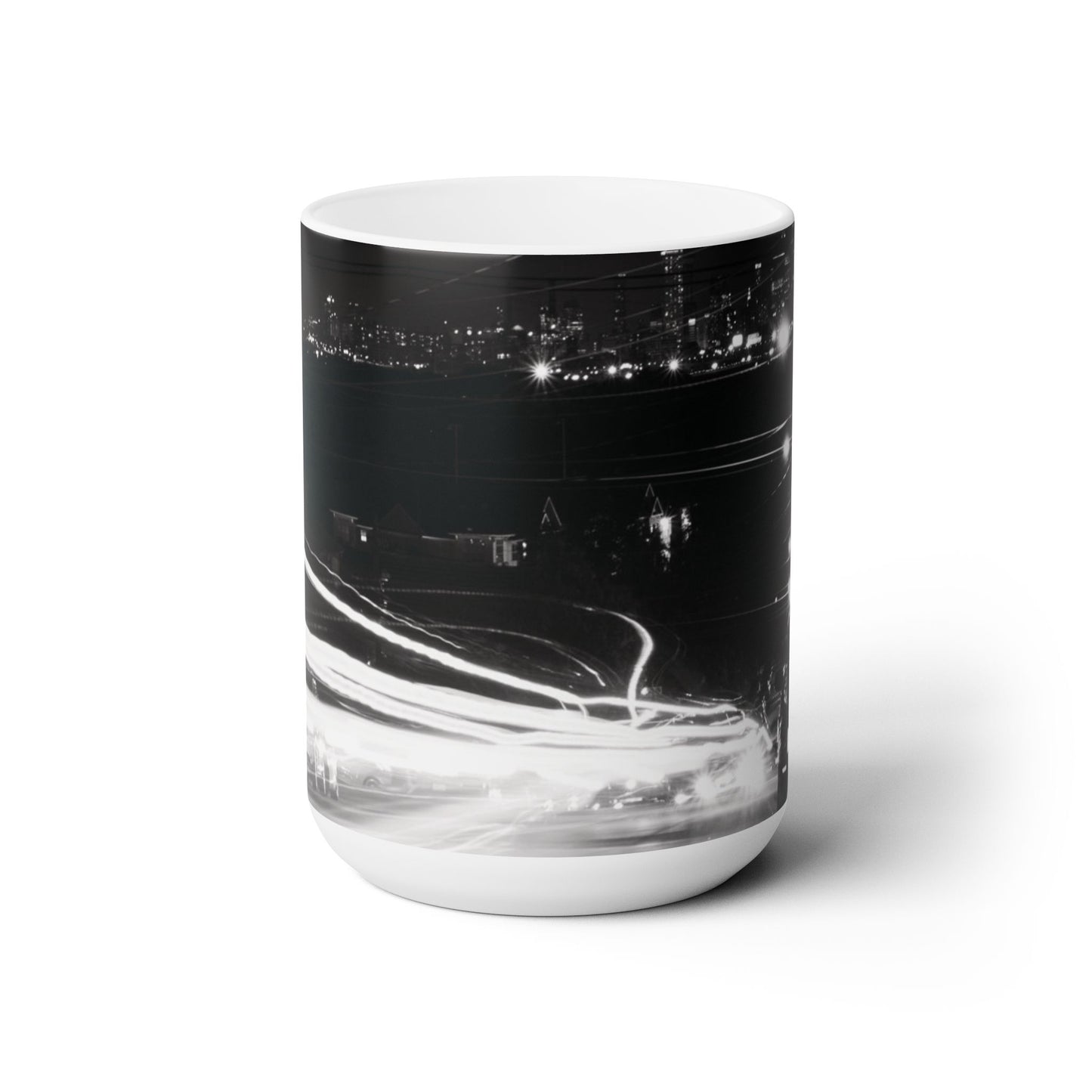 Elegant 15oz Ceramic Coffe Mug Printed With Beautifull Night Urban Photo.