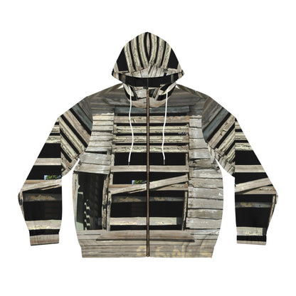 Rustic Weathered Wood Window Full-Zip Hoodie