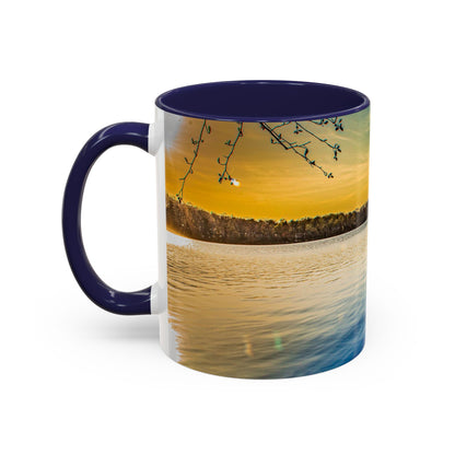Two Tones, 11oz Ceramic Coffe Mug with Elegant High-Res, Full Color Natural Landscape Image.