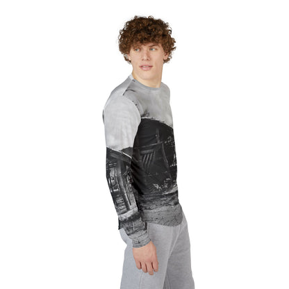 Men's Vintage Ranch UV Protection Long-Sleeve Shirt — Black & White Scenic