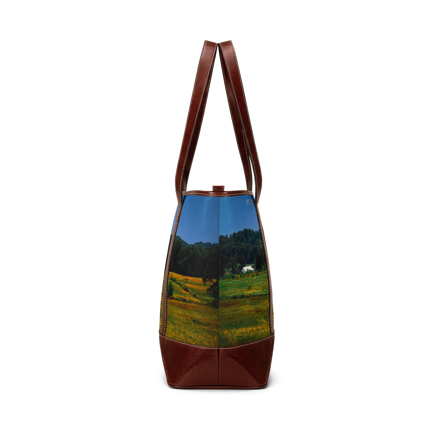 Countryside Landscape Tote Handbag – Scenic Field & Mountains Shoulder Bag