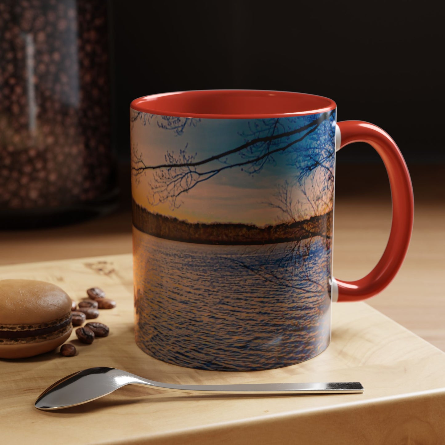 Beautifull 11oz Two Tones, Ceramic Coffe Mug Printed With An original, High-Res, Full Color Image of an Elegant Natural Landscape.