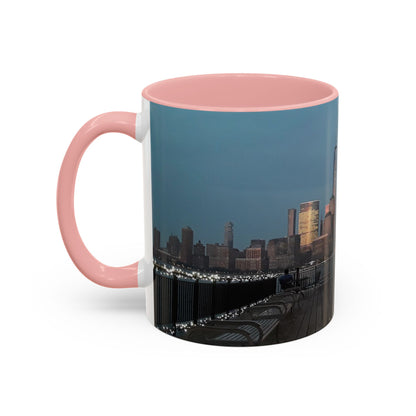 Two Tone 11 oz. Ceramic Mug, Printed with a High-Res Image of  New  York City View.