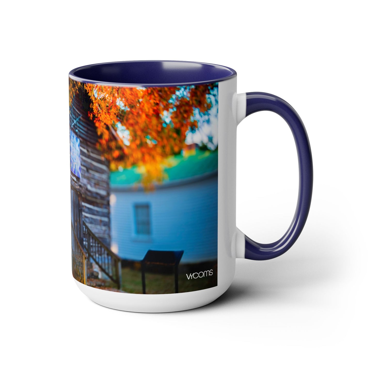 Two Tone Ceramic, 15oz Coffee Mug, Printed with a High-Res Beautiful Roxboro, NC Country Landscape.