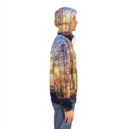 Sunset Forest Zip Hoodie — Nature Scenery Full-Zip Hoodie