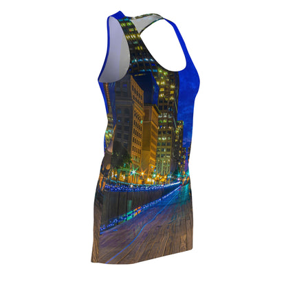 J Owen Grundy Park Night Skyline Racerback Dress