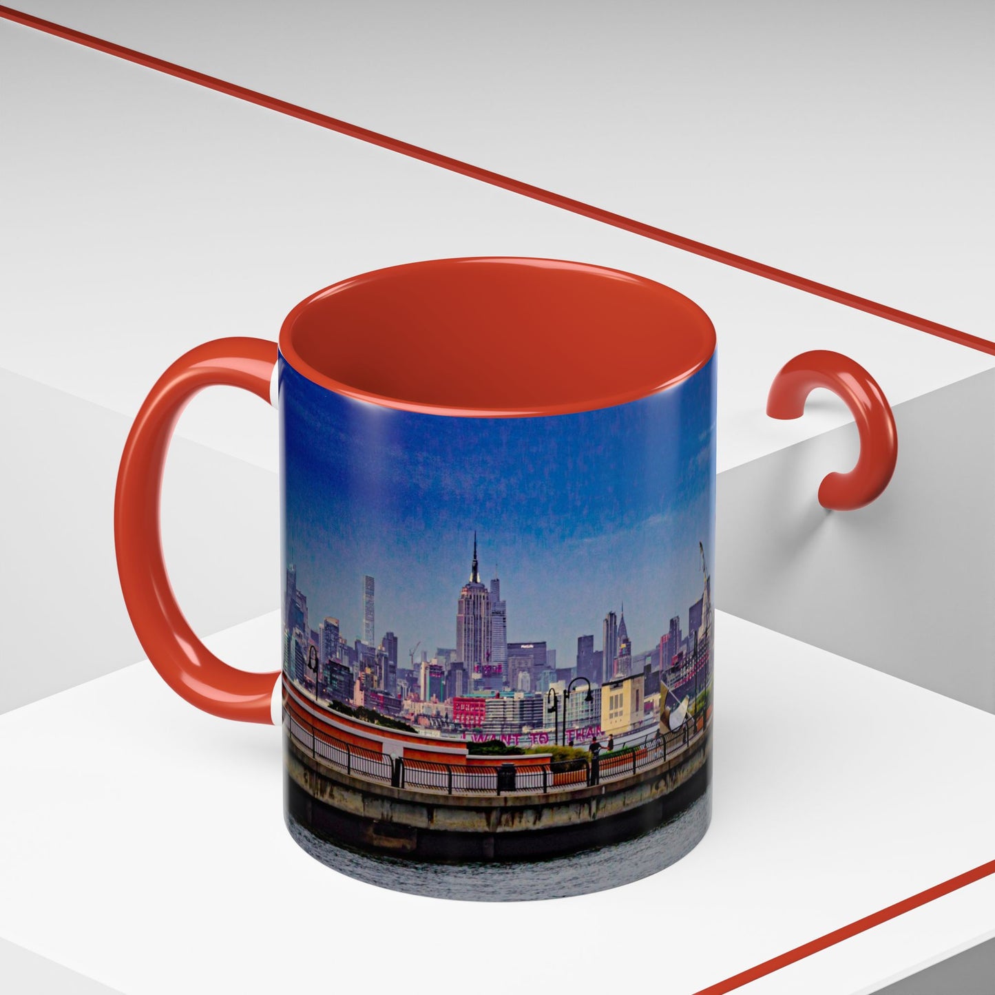 Two Tone 11oz Ceramic, Coffe Mug, Printed with a High-Res Elegant New New York City View Image