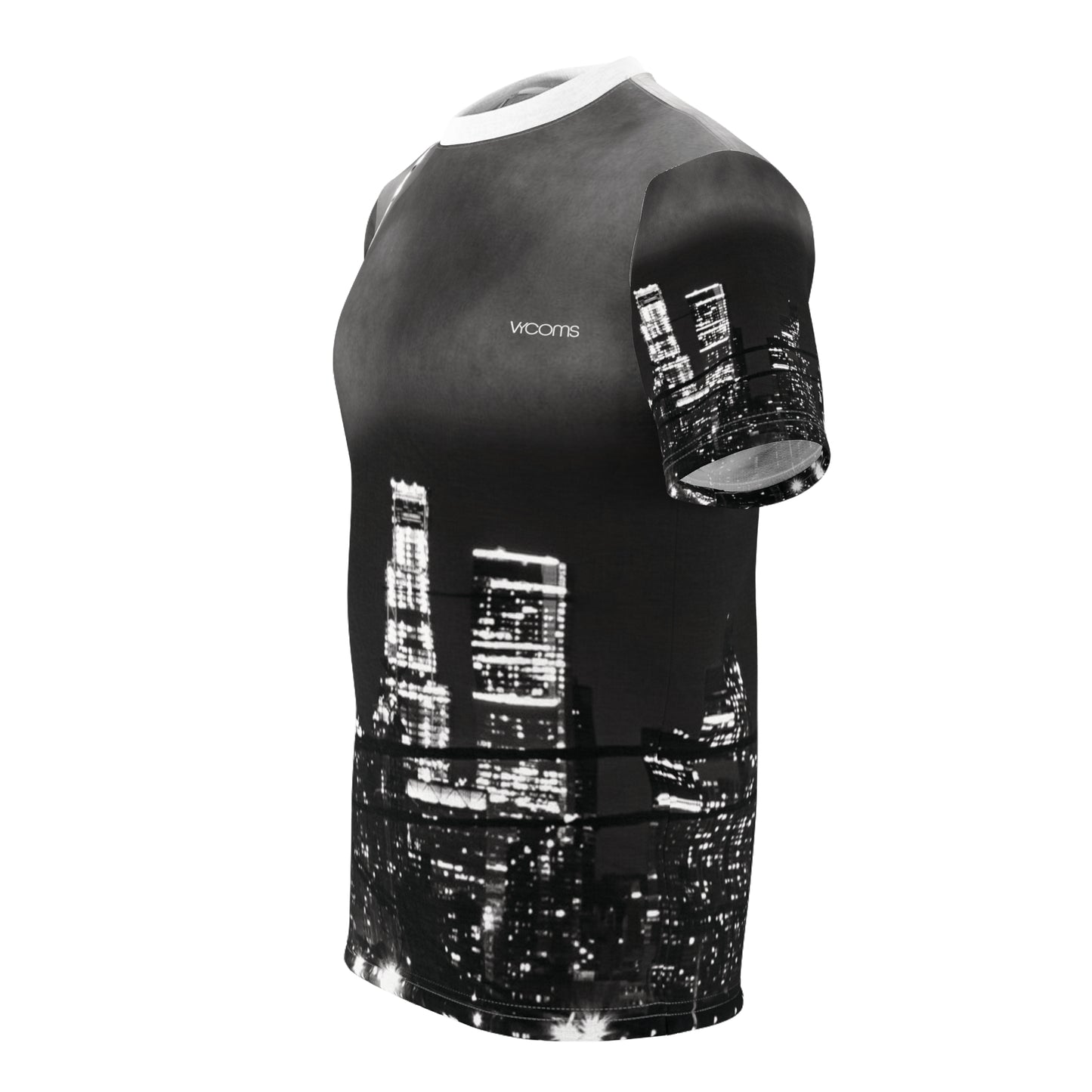 City Nightscape Tee — Black & White Skyline All-Over Print