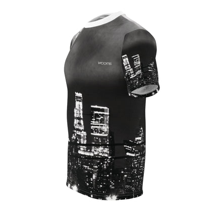 City Nightscape Tee — Black & White Skyline