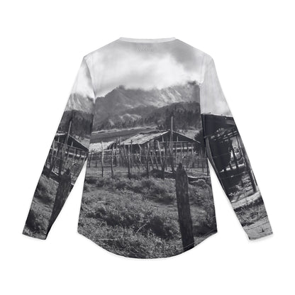 Men's Vintage Ranch UV Protection Long-Sleeve Shirt — Black & White Scenic