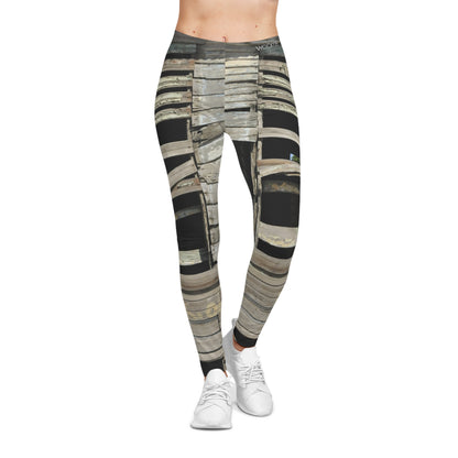 Rustic Weathered Wood Window Leggings — Distressed Barnboard Yoga Pants