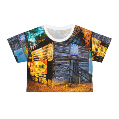 Rustic Barn Photo Crop Tee — Vintage Country Cabin All-Over Print