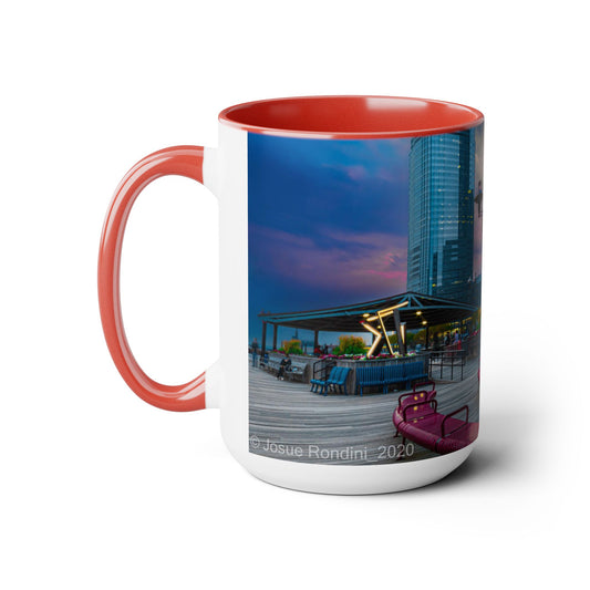 Taza de café de cerámica de dos tonos de 15 oz.