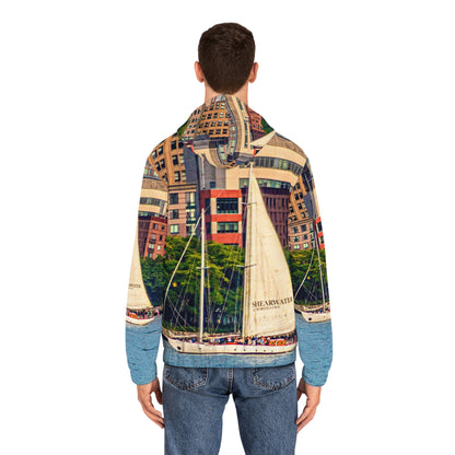 Sailboat Cityscape Zip Hoodie — Men’s Nautical Jacket