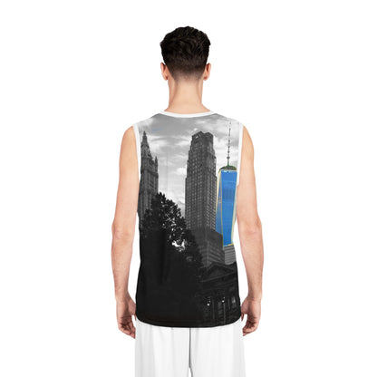 Lower Manhattan Basketball Jersey — One World Trade Center Skyline