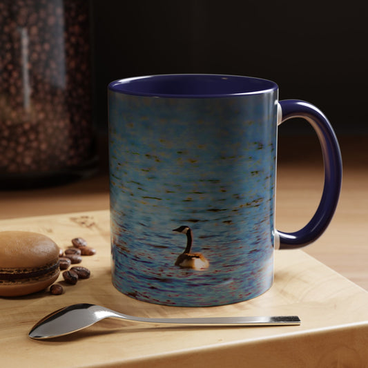 Two Tones, 11oz Ceramic Coffe Mug with Elegant High-Res, Full Color Natural Landscape Image.