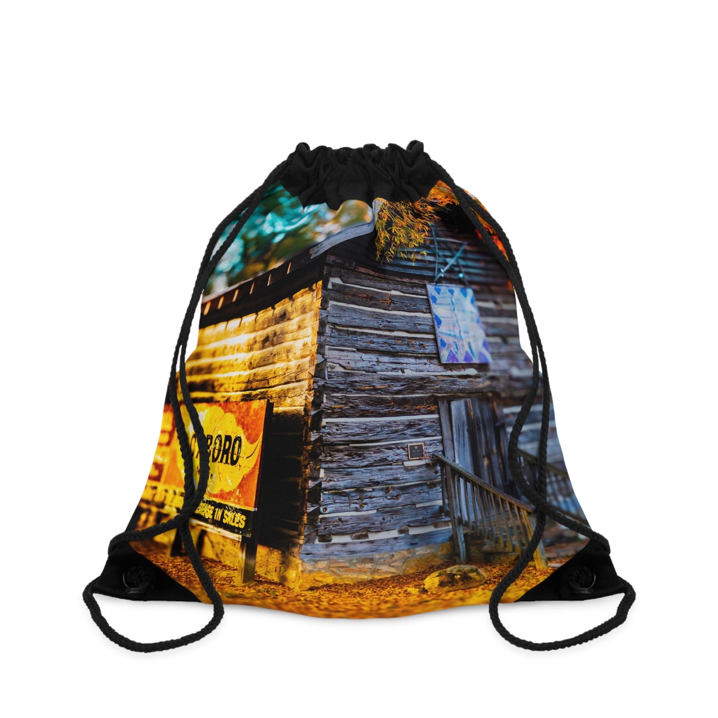 Rustic Drawstring Bag with Vintage Barn Design - Perfect for Outdoor Adventures & Daily Use