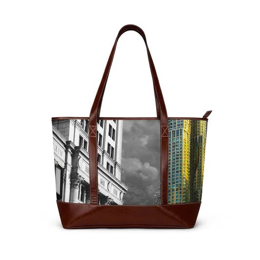 Cityscape Tote Handbag — Modern Urban Skyline