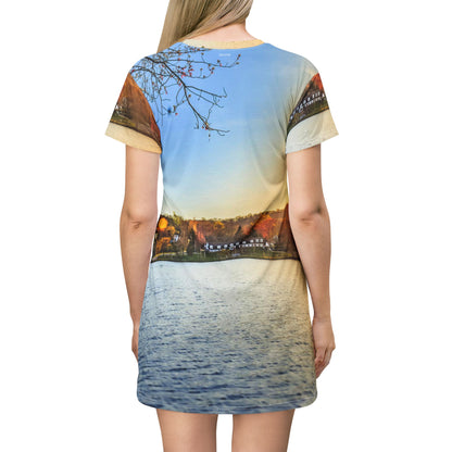 Autumn Lakeview Dress – Scenic Fall Waterfront Vibe