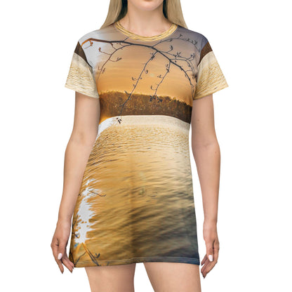 Sunset Lake Dress — Tranquil Golden Water View