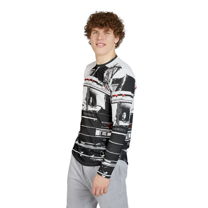 Fire Truck Black & White Long Sleeve Shirt — Men's UV Protection