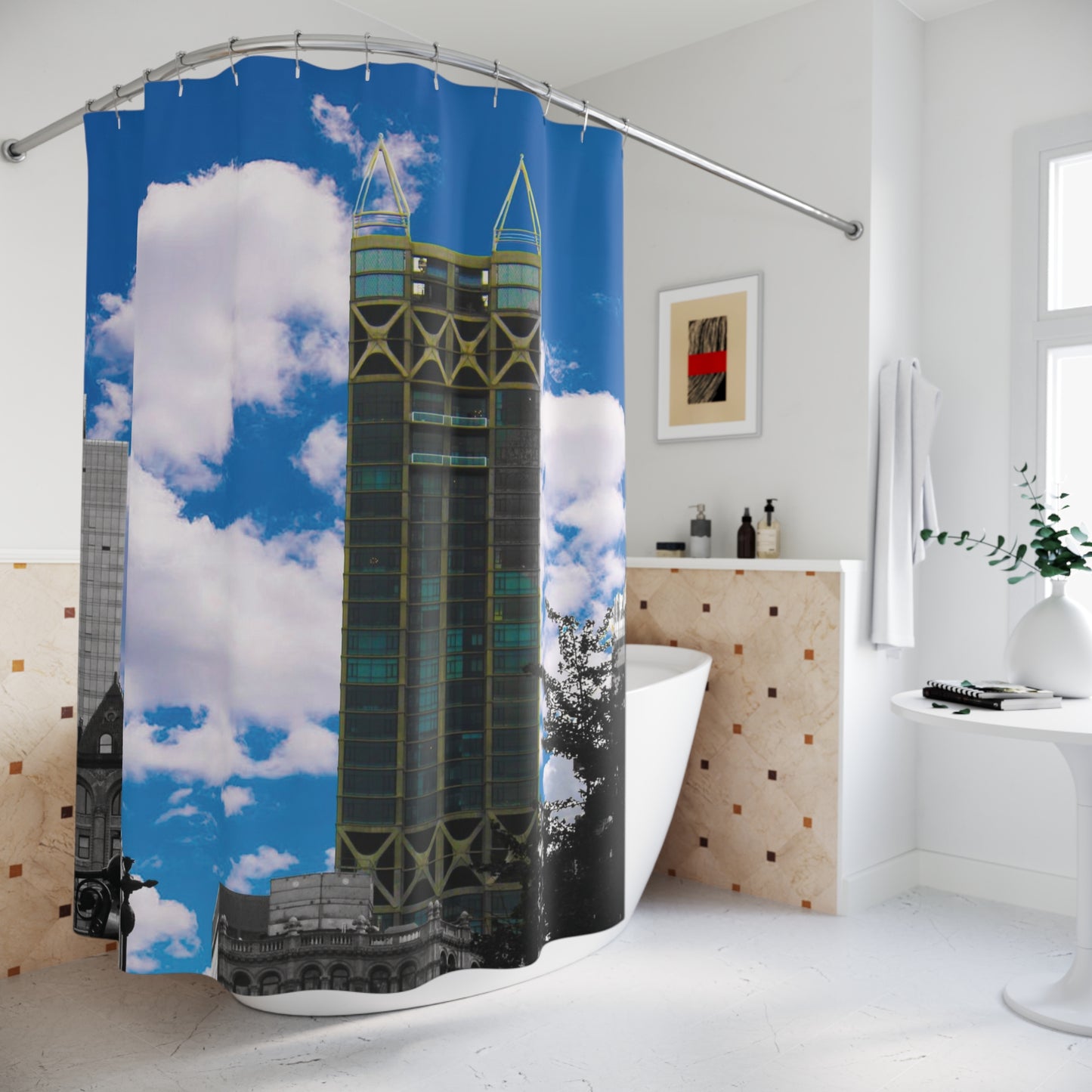 Shower Curtain Printed With Exclusive, High-Res, Full Color Beautiful Image.